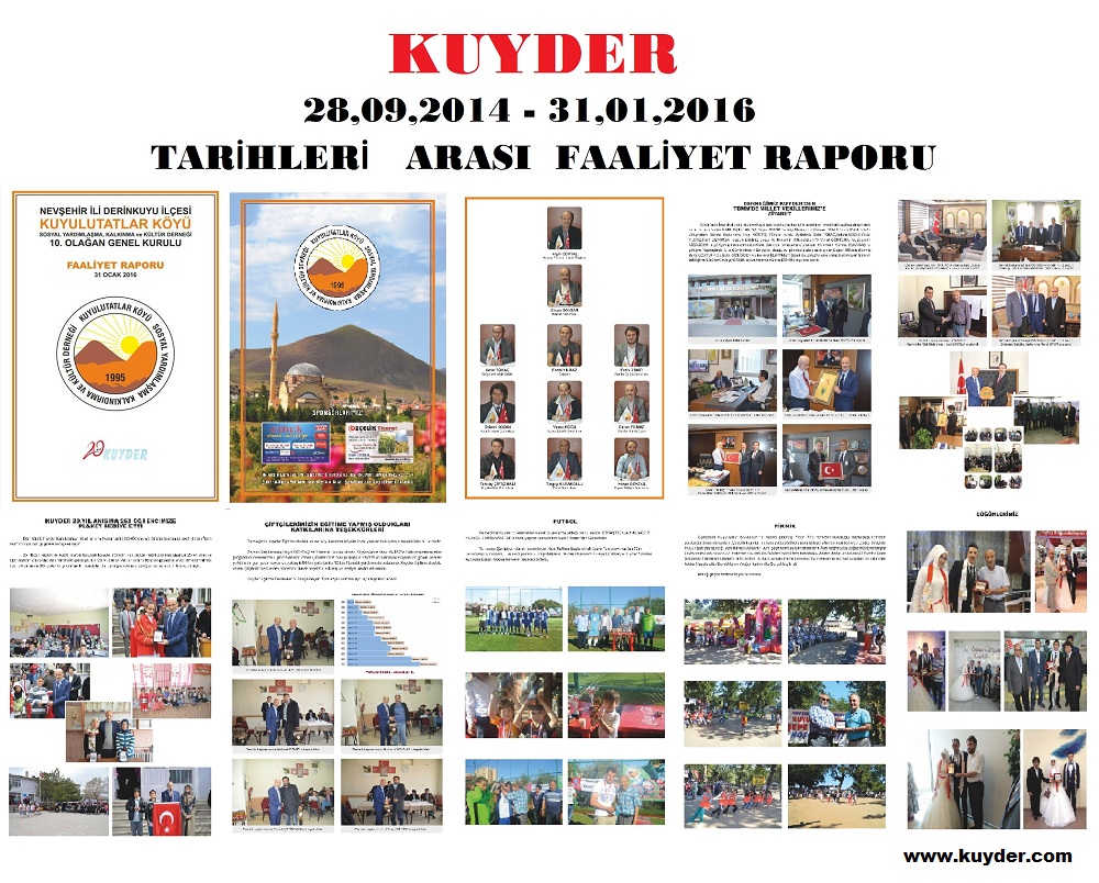 KUYDER 28,09,2014 - 31,01,2016 TARİHLERİ ARASI FAALİYET RAPORU KİTAPÇIK OLDU