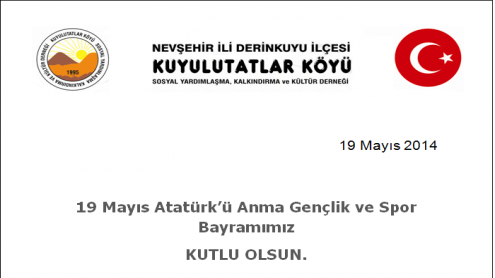 19 MAYIS ATATÜRK'Ü ANMA GENÇLİK VE SPOR BAYAMINIZ KUTLU OLSUN